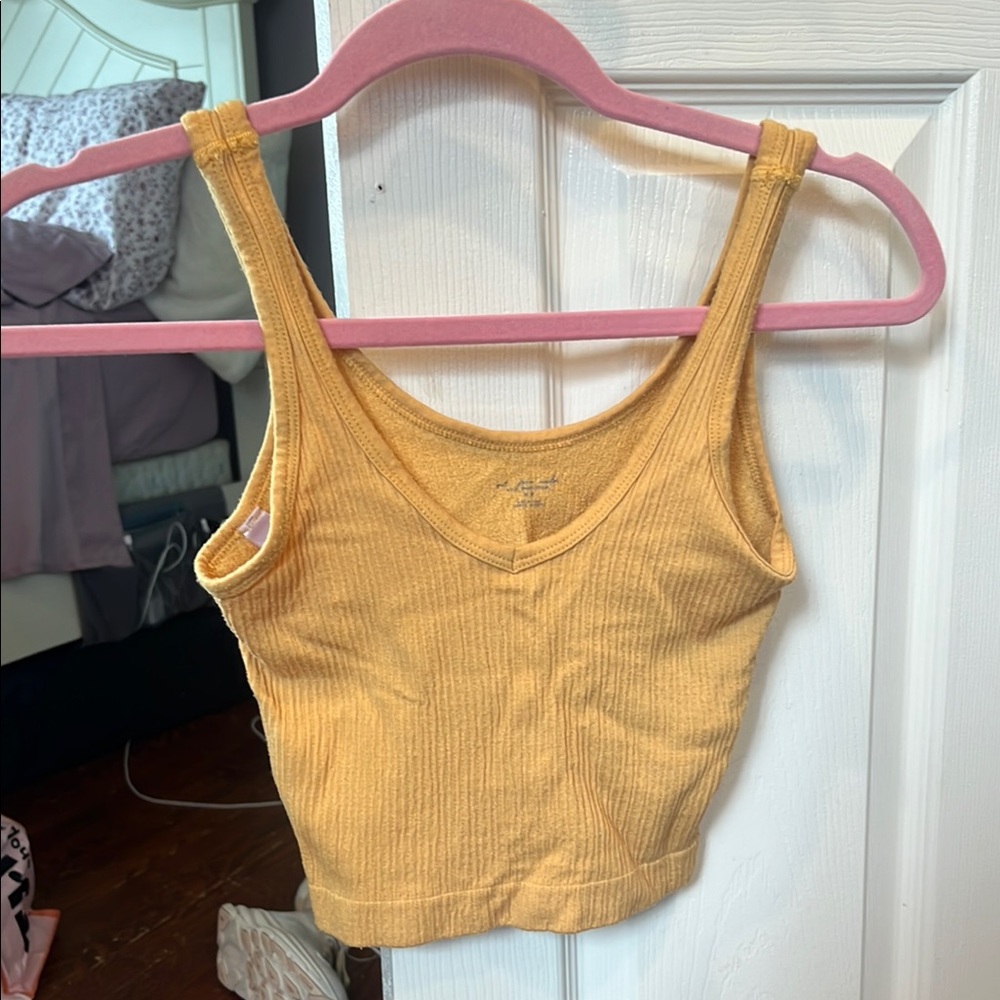 Yellow Ribbed Tank Top